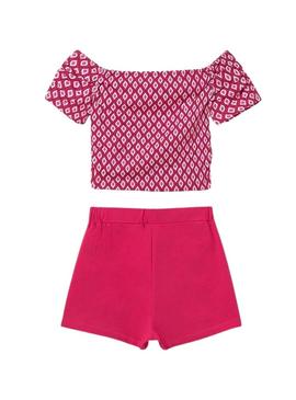 Conjunto Mayoral short e top estampado para menina.