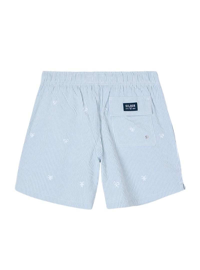 Calção de banho Silbon listrado azul para homem