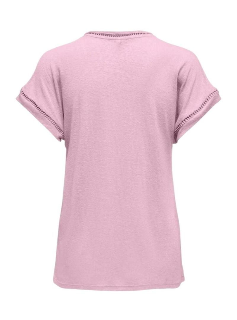 Camisa Only Penny cortada a rosa para mulher.