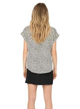 Camisa Only Hannover estampada em preto e branco para mulher.