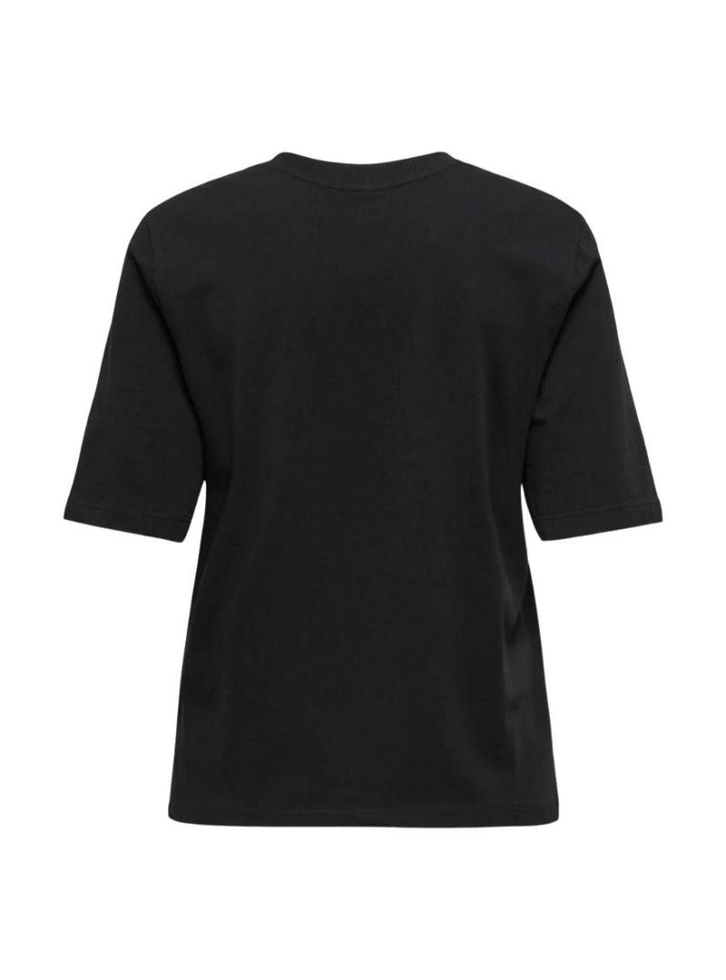 Camiseta Only língua Rolling Stones preta para mulher.