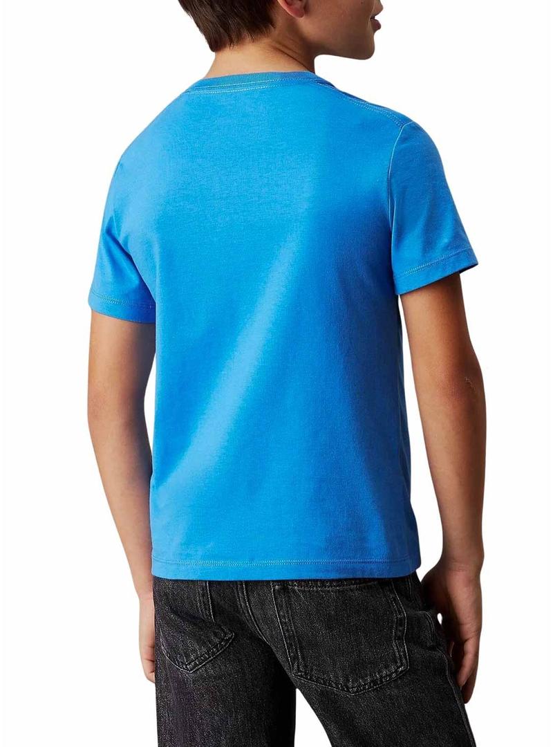 Camiseta Calvin Klein Monólogo azul para meninas e meninos.