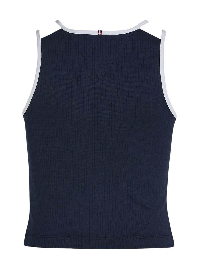 Top Tommy Hilfiger Contrast azul marino para menina.