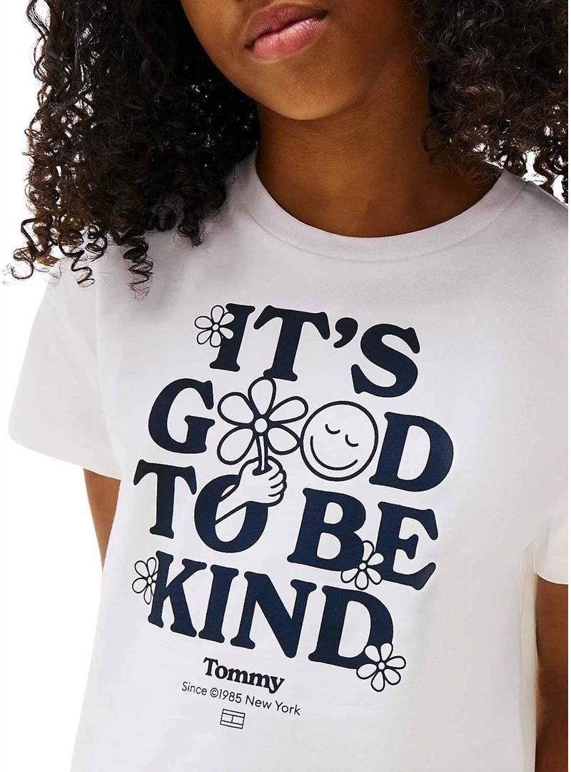 Camiseta Tommy Hilfiger Fun branca para menina.