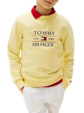 Moletom Tommy Hilfiger Flag amarelo para crianças.