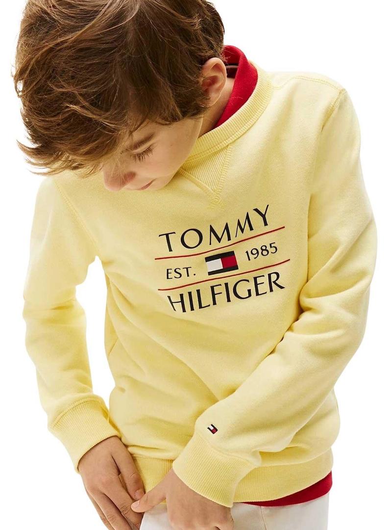 Moletom Tommy Hilfiger Flag amarelo para crianças.