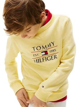 Moletom Tommy Hilfiger Flag amarelo para crianças.
