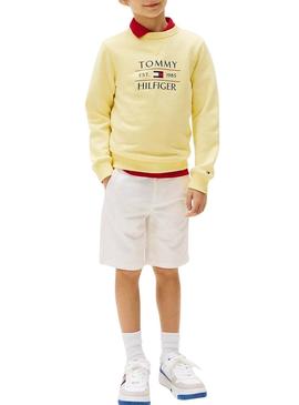 Moletom Tommy Hilfiger Flag amarelo para crianças.