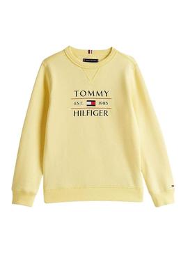 Moletom Tommy Hilfiger Flag amarelo para crianças.
