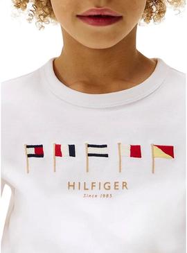 Camiseta Tommy Hilfiger MultiFlag branco para criança.