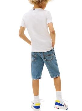 Camiseta Tommy Hilfiger MultiFlag branco para criança.