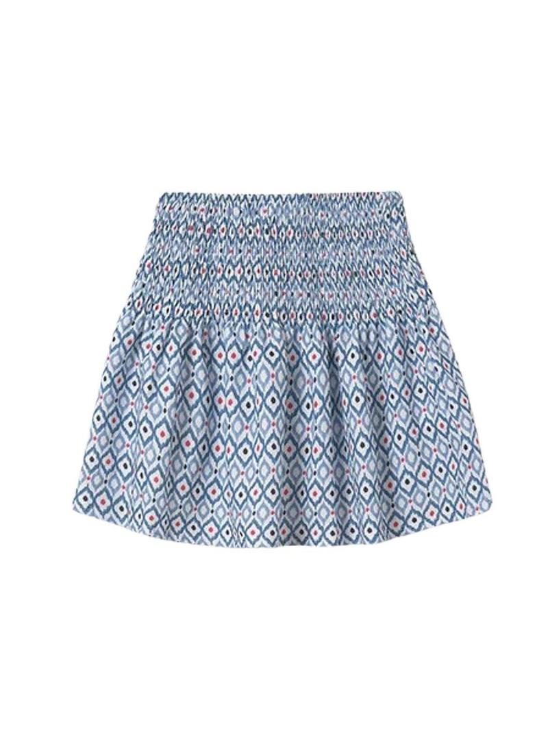 Saia Mayoral estampada azul para menina.