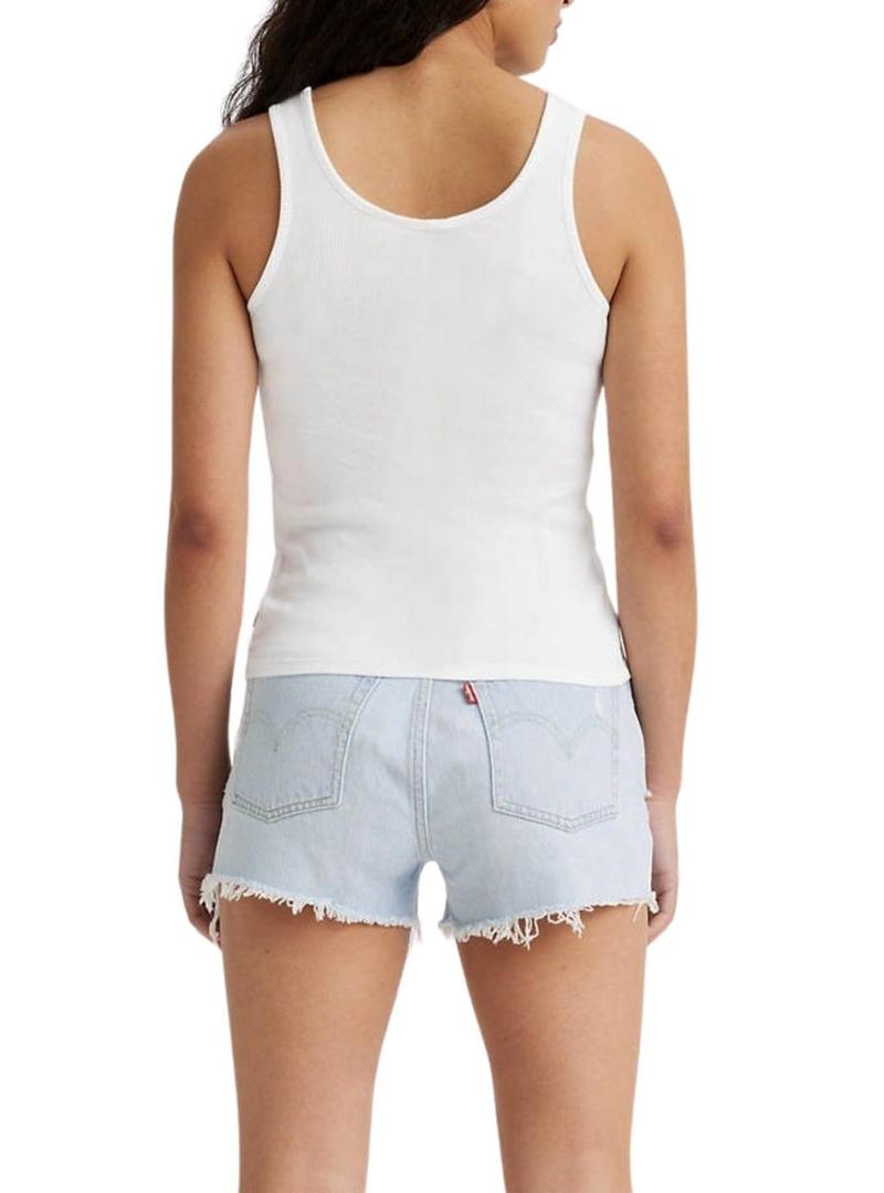 Camiseta Levis Essential branca de rib para mulher.