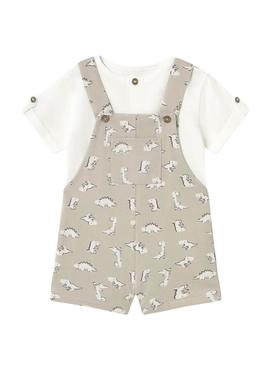 Conjunto Mayoral Macacão Ponto Osso para bebê.