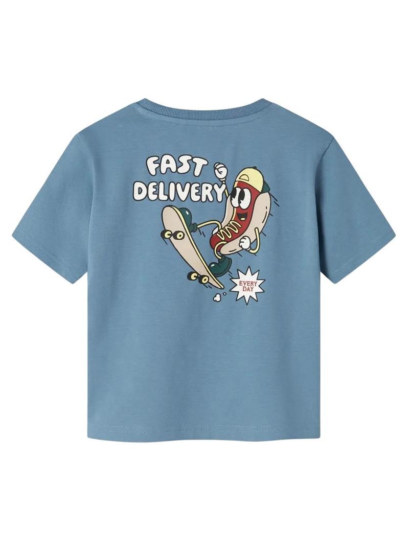 Camiseta Name It David Regular azul para menino.