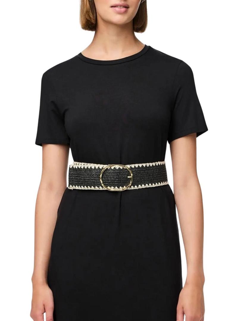 Cinto Pieces Lydia trançado preto para mulher.