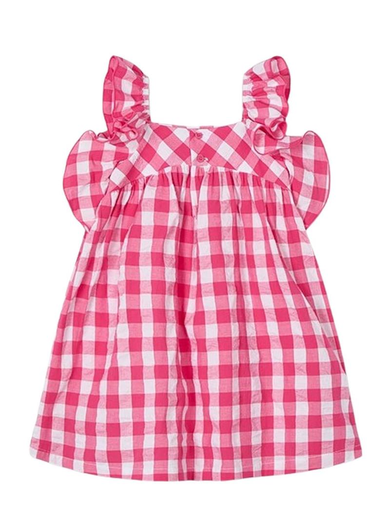 Vestido Mayoral vichy rosa branco para menina