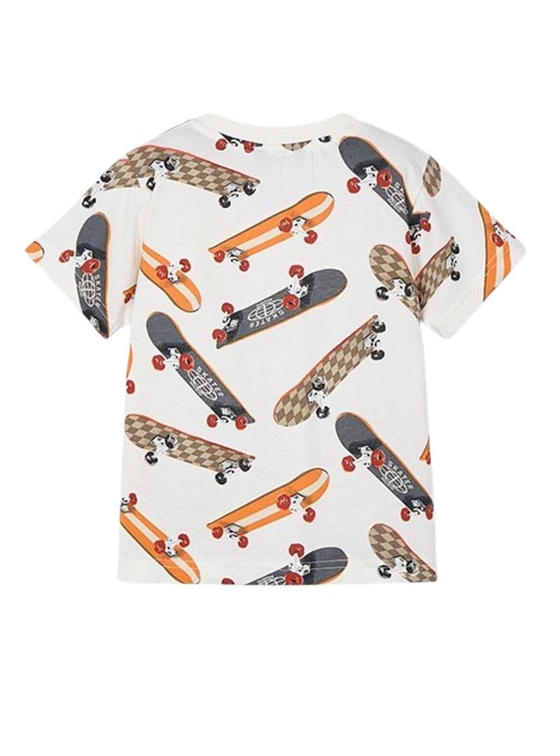 Camiseta Mayoral estampada bege para criança.