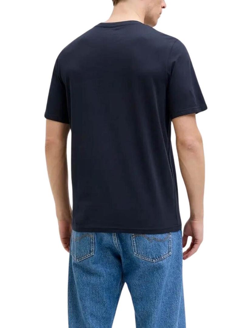 Camiseta Jack and Jones Verner azul marinho para homem.