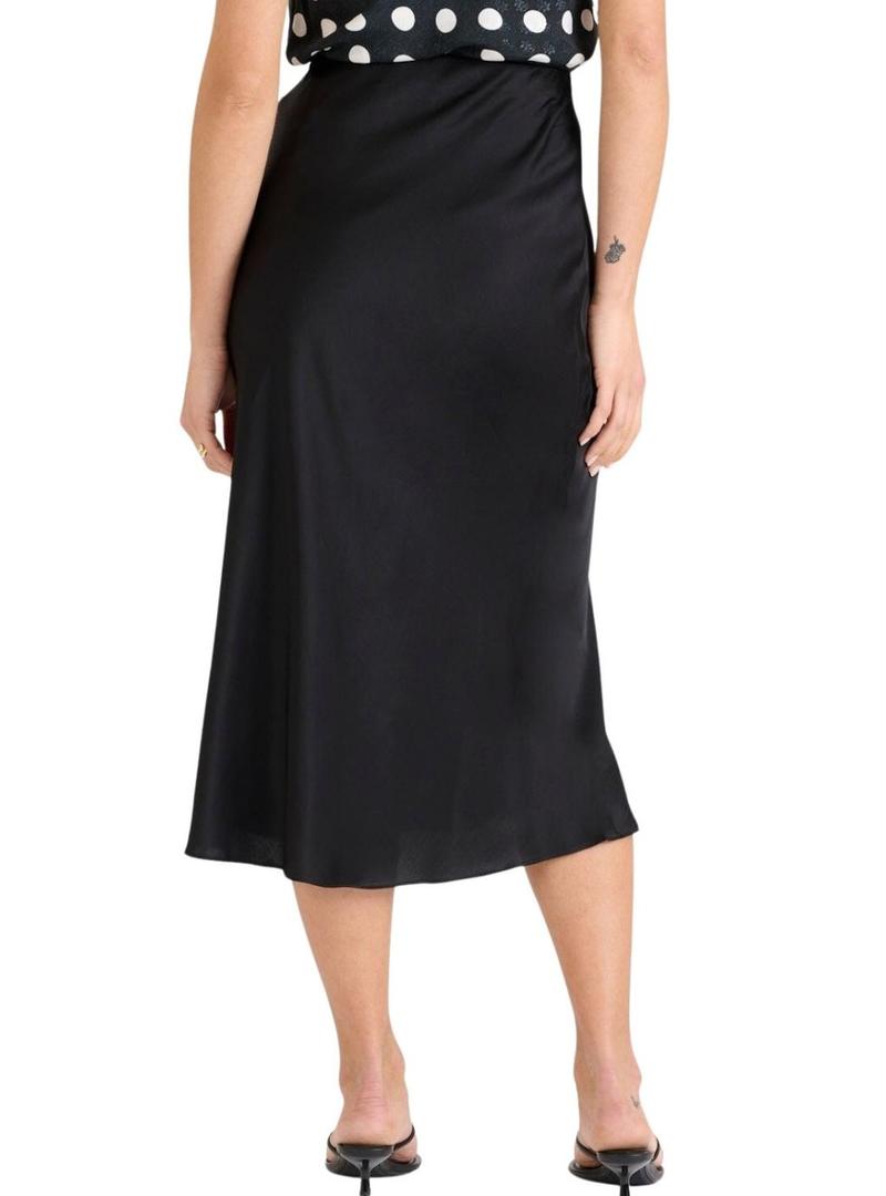 Saia de cetim preto Naf Naf para mulher.