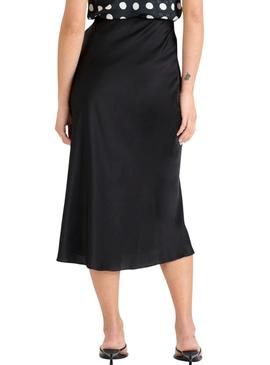 Saia de cetim preto Naf Naf para mulher.