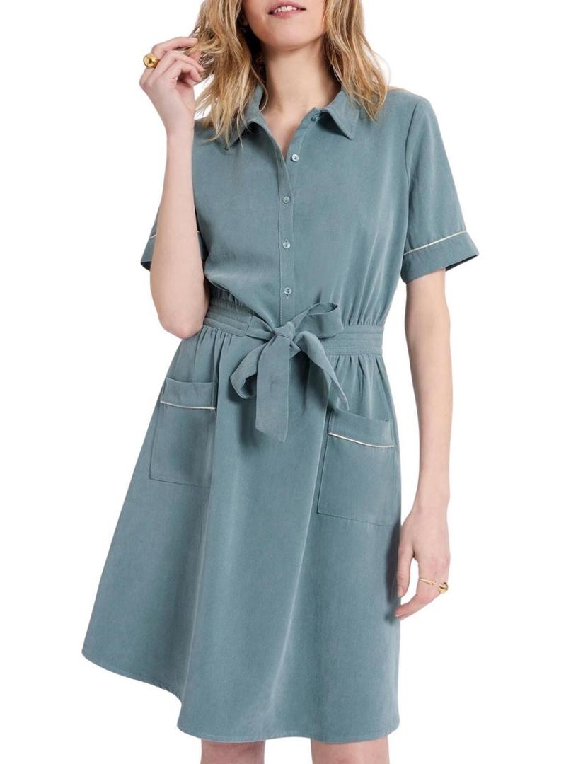 Vestido curto Naf Naf verde sable para mulher.