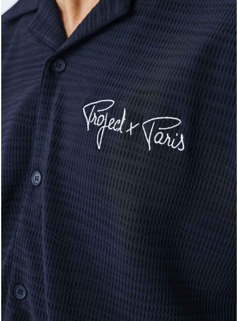 Camisa Project x Paris preta texturizada para homem
