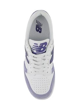 Sapatilhas New Balance 480 branco e malva para mulher.
