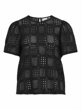 Top preto perfurado Vila Vinovira para mulheres