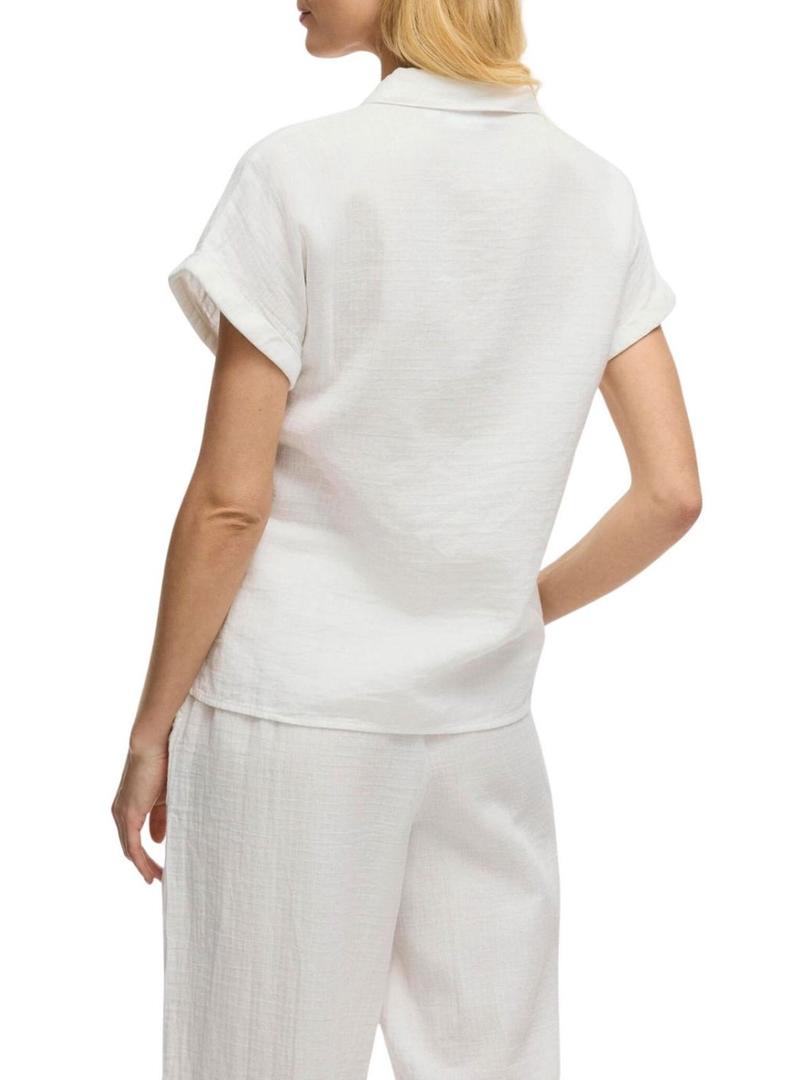 Camisa Vila Vilania manga curta branca para mulher.