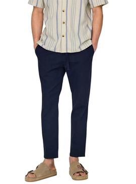 Calça Only and Sons Linus azul marinho para homem