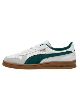 Tênis Puma Indoor branco e verde para homem.