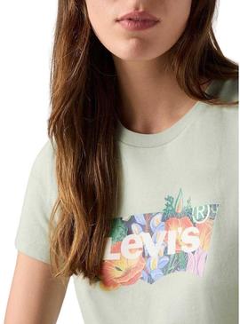 Camiseta Levis The Perfect Tee Coloring verde para mulher.