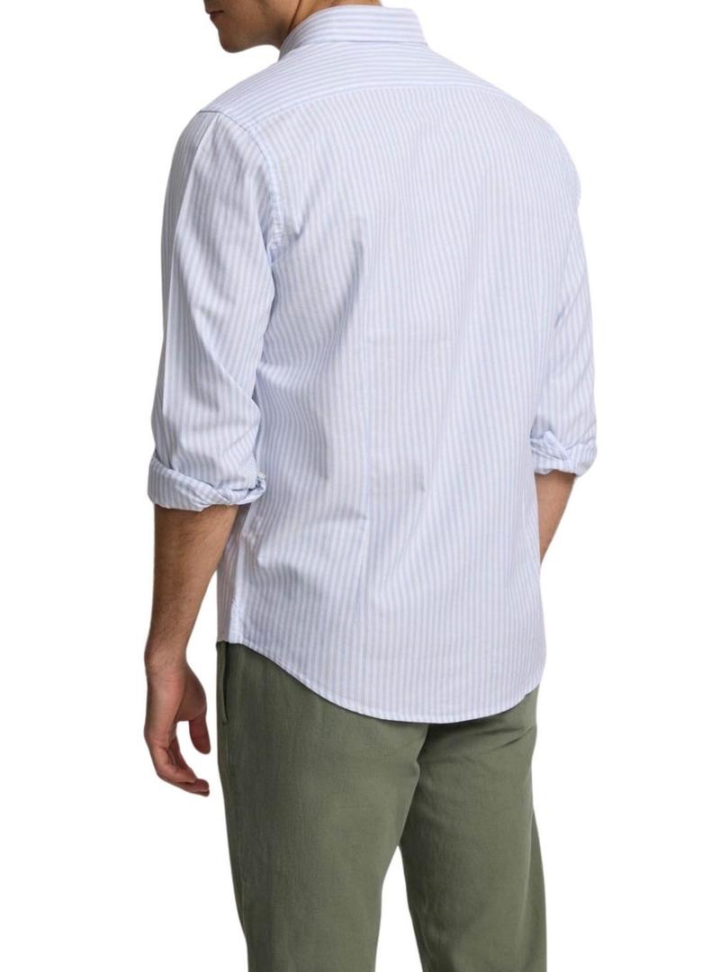 Camisa Silbon Oxford azul e branca para homem