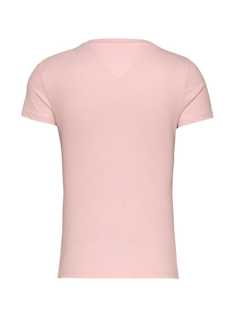 Camiseta Tommy Jeans Essential Logo rosa para mulher