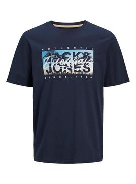 Camiseta Jack and Jones Colton azul para homem.