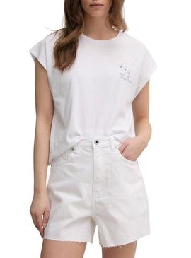 Camiseta Pepe Jeans Virginia branca para mulher.