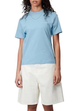 Camiseta Carhartt Script azul para mulher.