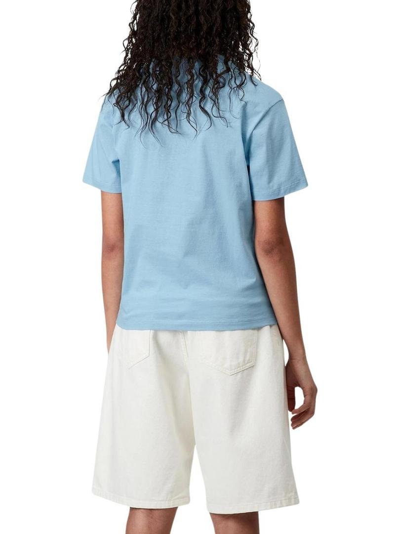 Camiseta Carhartt Script azul para mulher.