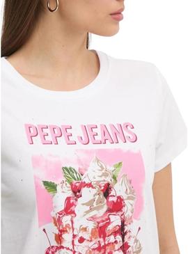 Camiseta Pepe Jeans Ryoko branca para mulher.