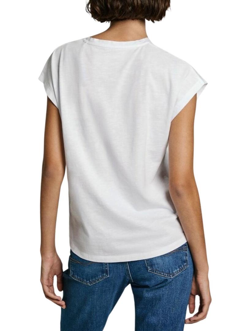 Camiseta Pepe Jeans Roalie branca para mulher.