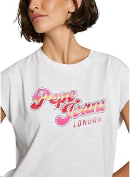 Camiseta Pepe Jeans Roalie branca para mulher.