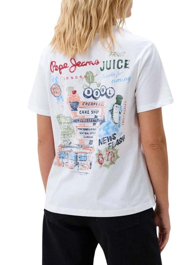 Camisa Pepe Jeans Raven branca para mulher.