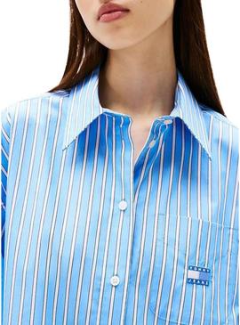 Vestido Tommy Jeans Oversized azul para mulher.