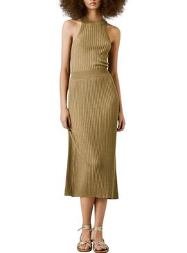 Saia Pepe Jeans Celia dourada para mulher.