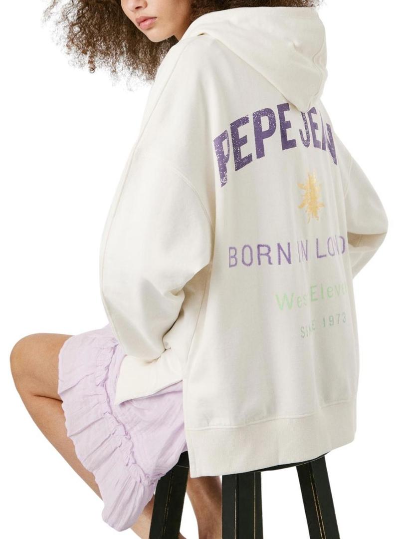 Moletom Pepe Jeans Angy branco para mulher.