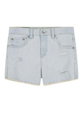 Shorts Levis Rainbow em denim claro para menina.