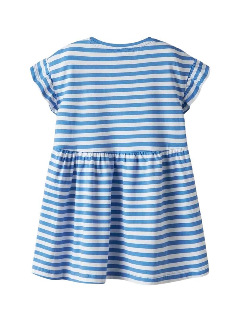 Vestido Name It Joane azul e branco para menina