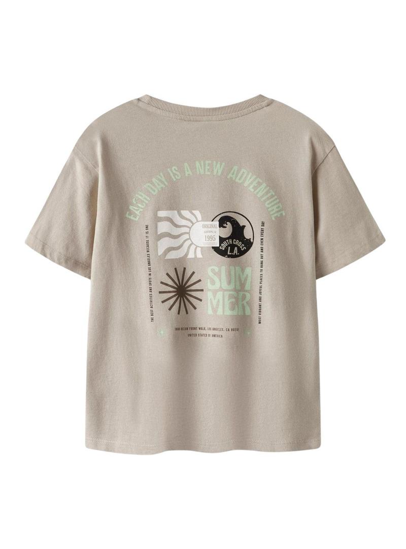 Camiseta Name It Jeano bege para criança.