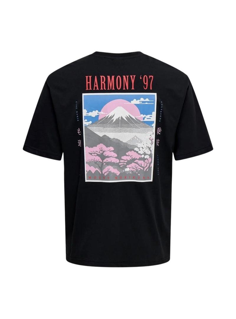 Camiseta Only and Sons Tristan preta para homem.